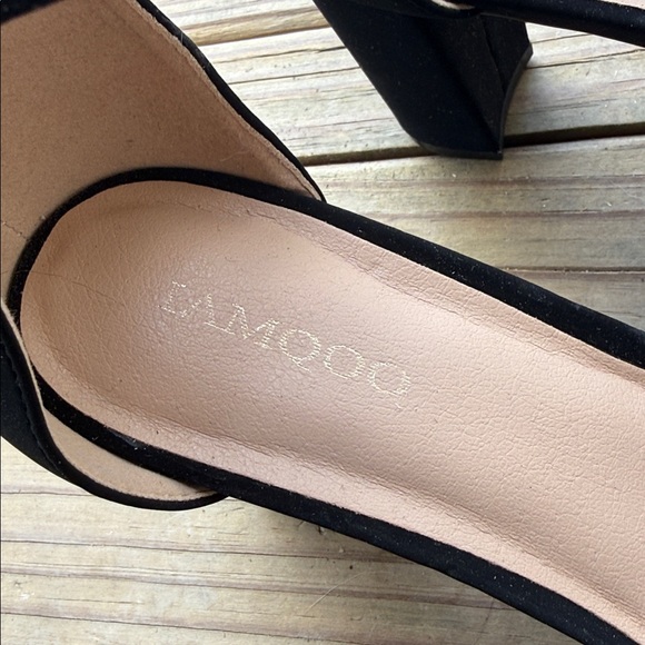 Iamqoo Women’s Size 8.5 Black Almond Toe Ankle Strap High Heels Strappy 3.5” - Picture 6 of 11